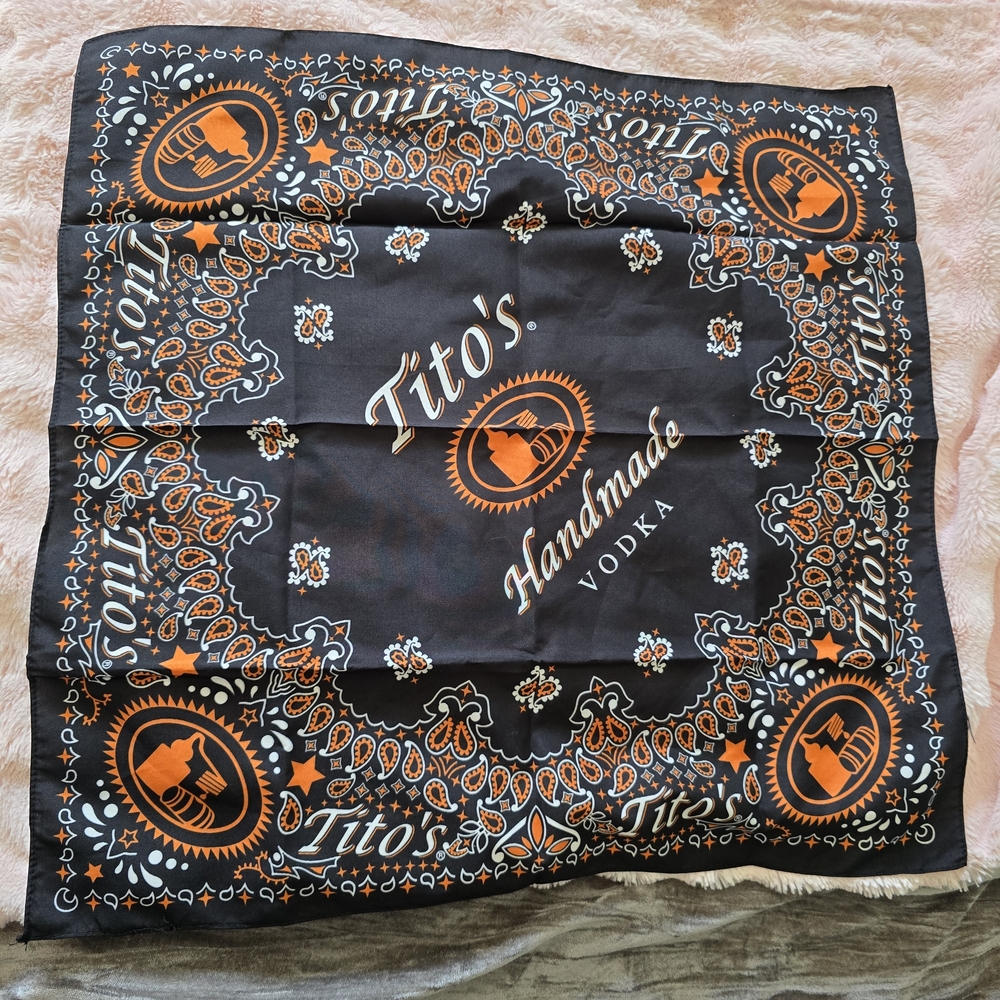Tito's Handmade Vodka Black and Orange Bandana
